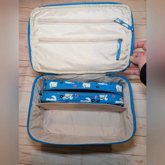 EUC Kate Spade Daycation Blue Cat Posy Large Collin Cosmetic Case - Picture 3 of 12